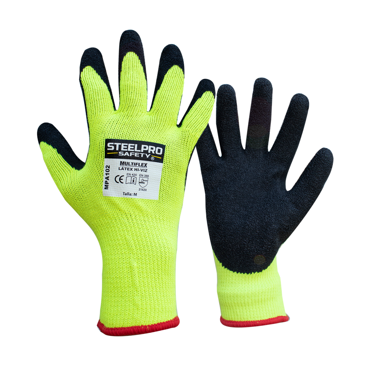 Guante Multiflex MPA102 latex Hi-Viz palma negra